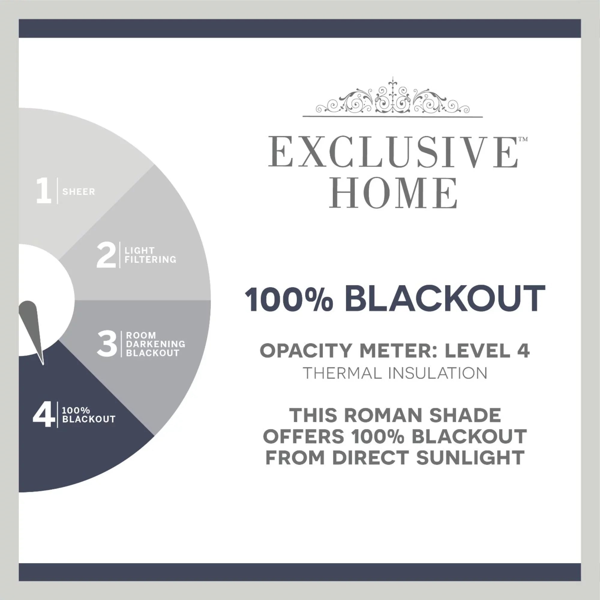 Exclusive Home Esme Total Blackout Roman Shade, 34"x64", Slate Blue