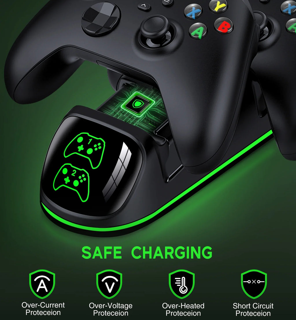 DinoFire Xbox Controller Charging Station with 2x4800mWh Rechargeable Battery Packs, Xbox Series  Controller Charger for Xbox Series |/Xbox one/Elite