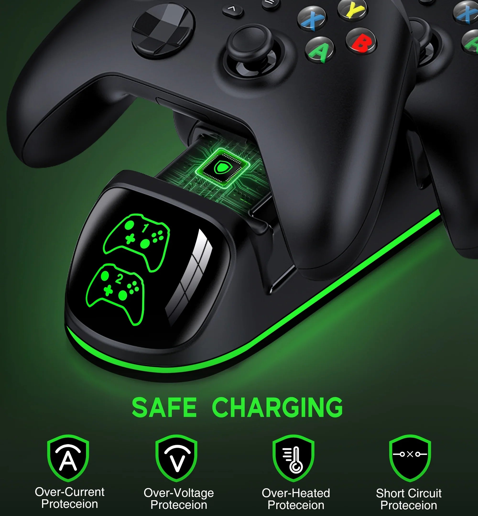 DinoFire Xbox Controller Charging Station with 2x4800mWh Rechargeable Battery Packs, Xbox Series  Controller Charger for Xbox Series |/Xbox one/Elite