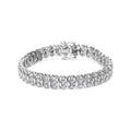 Haus of Brilliance .925 Sterling Silver 1.0 Cttw Womens Miracle Set Round cut Box Clasp Diamond 3 Row Wave Link Bracelet (- Color, - Clarity) - 7.25" Inches
