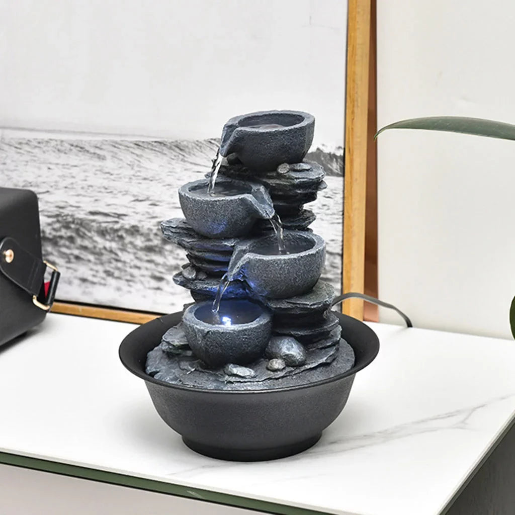 Tabletop Water Fountain with s Feng Shui Outdoor Waterfall Landscape Home Bedroom ,