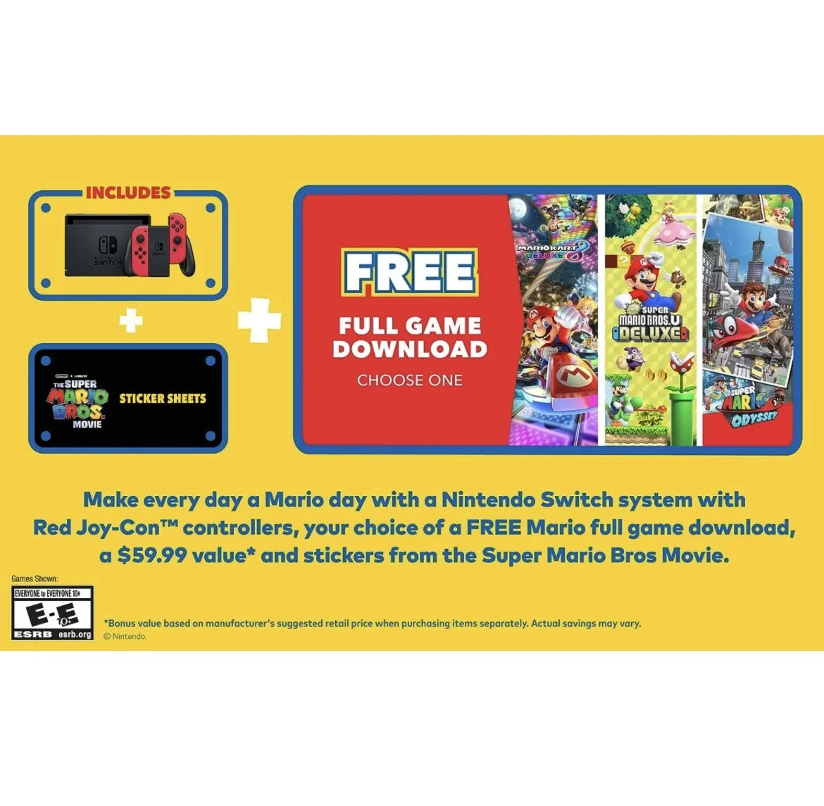 New Nintendo Switch Mario Bundle with Red Joy-Con - Bundle with Luigi's Mansion 3  & Choose One of Three Download Mario Games - 64GB Micro  - Switch Carrying Case