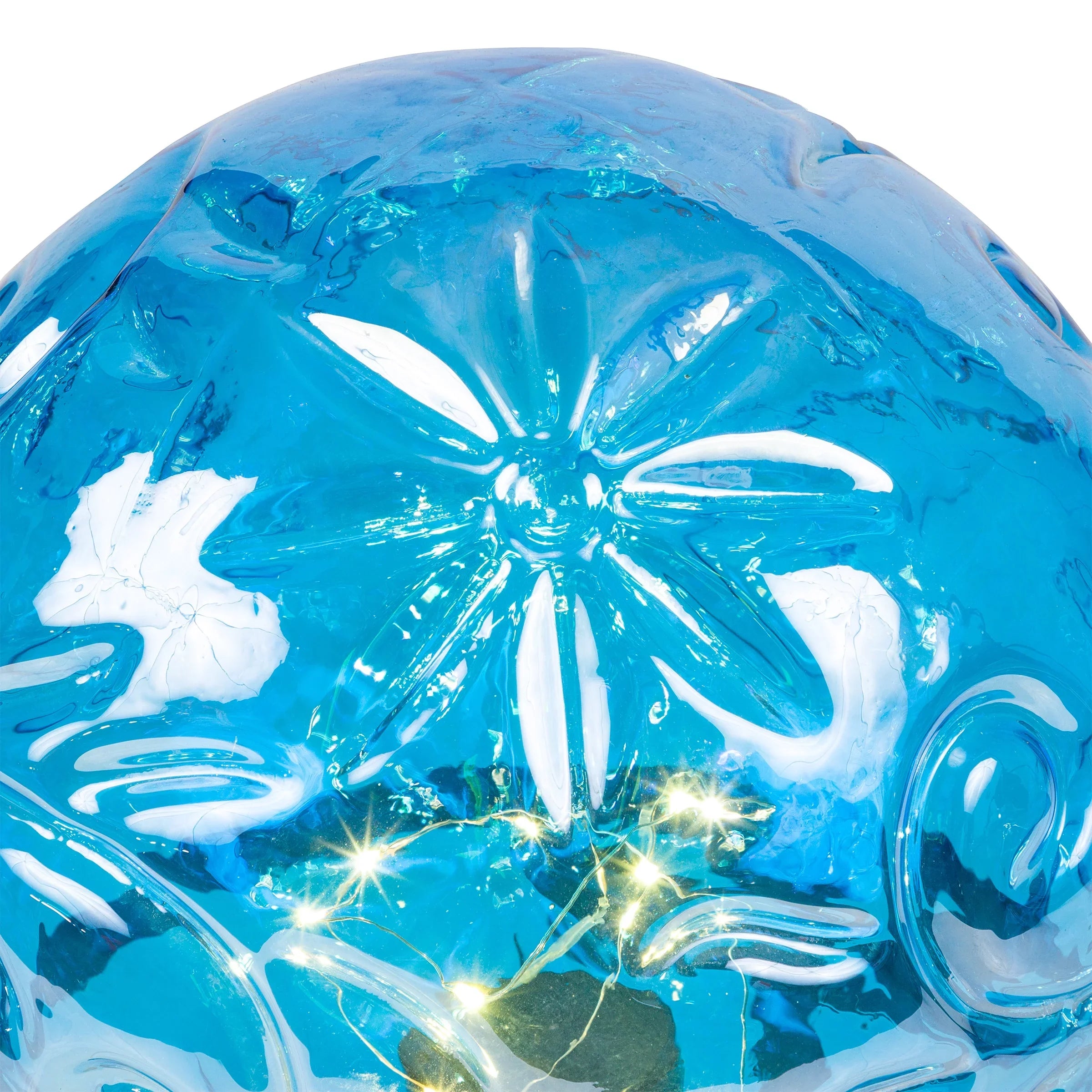Alpine Corporation 10"  x 10"  x 13"  Embossed Glass Light-up Gazing Globe, Blue