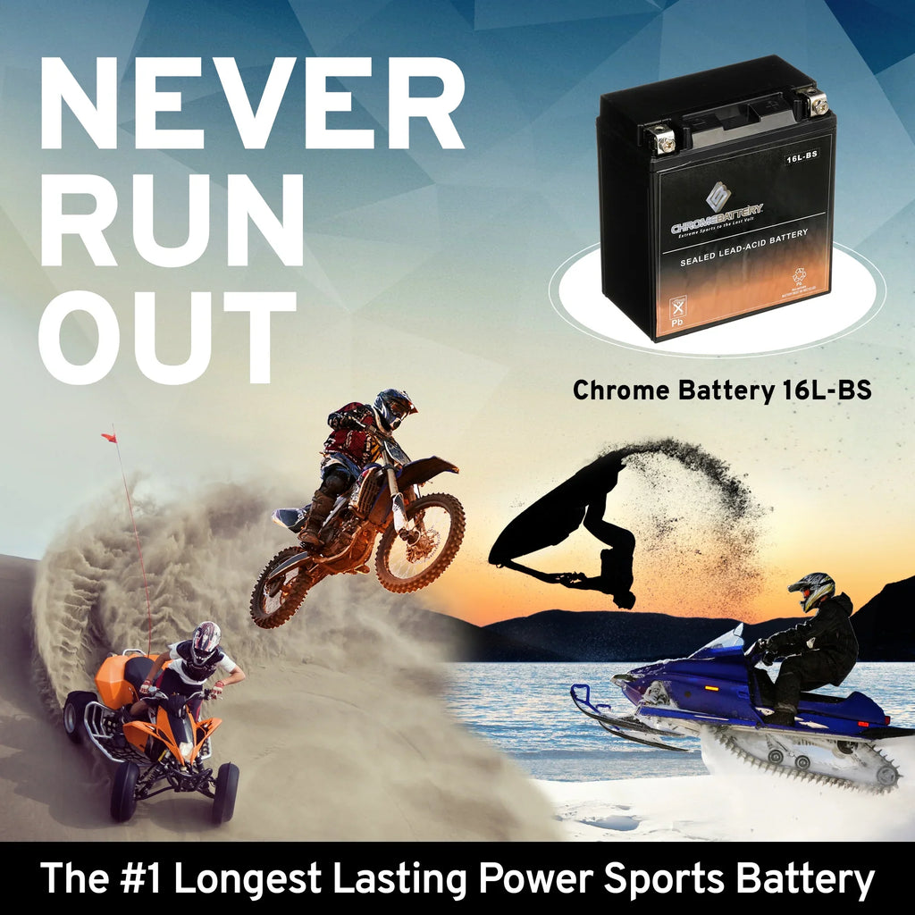 Chrome Battery - (16L- 12 Volt,14 Ah, 230 ) Jet Ski Battery for Kawasaki Jl650 Sc 1995