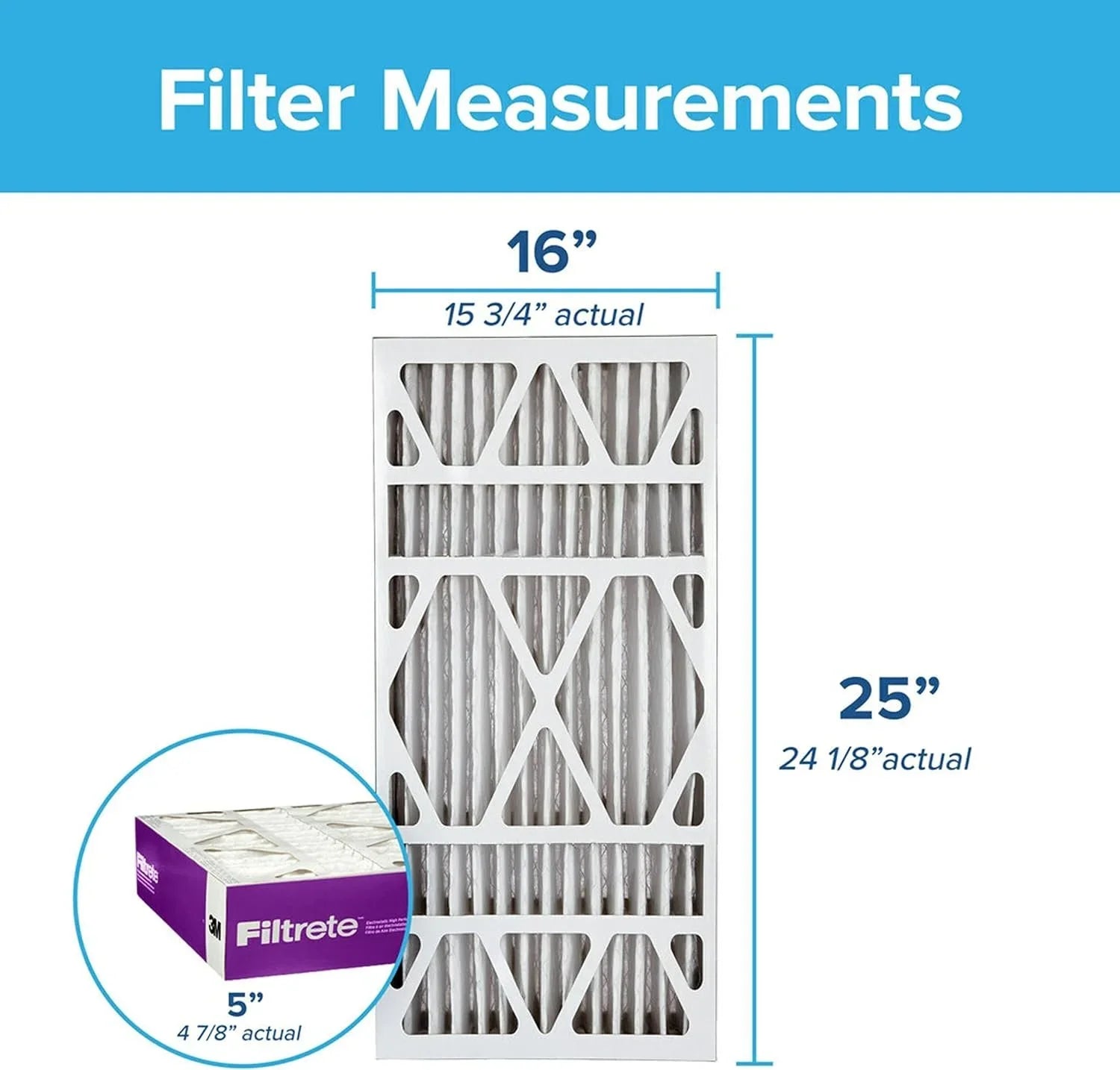 Filtrete 16x25x5,  Furnace Air Filter,  1550 , Healthy Living Ultra Allergen Deep Pleat, 1-Pack actual dimensions 15.75 x 24.13 x 4.88