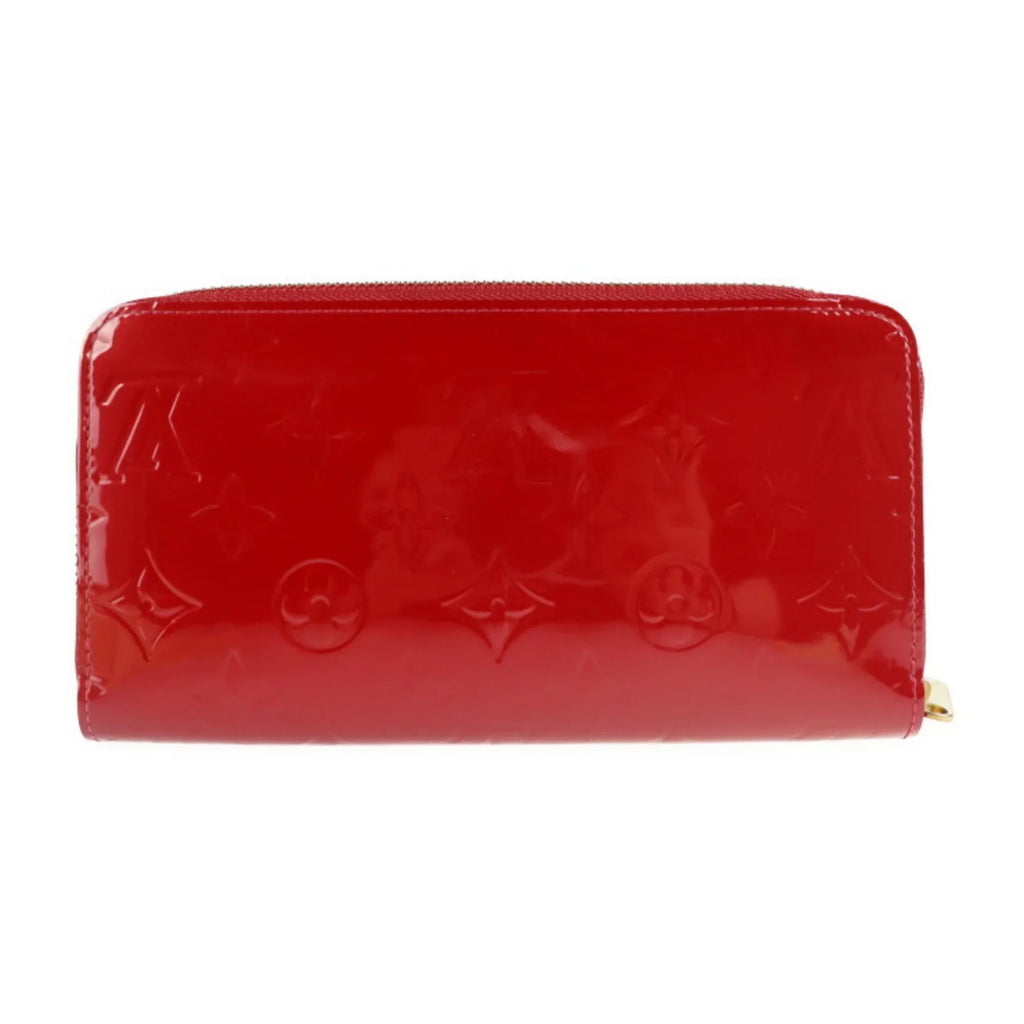 Pre-Owned   Louis Vuitton Zippy Wallet Long  Monogram Vernis Surise Red Round Zipper Zip Gold Metal Fittings (Good)