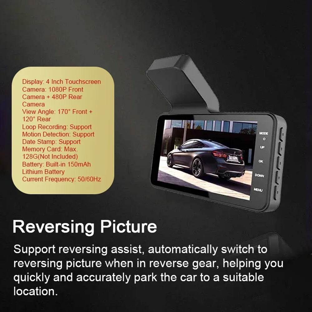 Shinysix Dash Camera,Dashcam 170° Wide Inch Car Dashcam 170° Wide Support Loop Motion Picture 1080P  Dash 4 Inch Car Dash Camera Wide Support Loop   dsfen Camera-