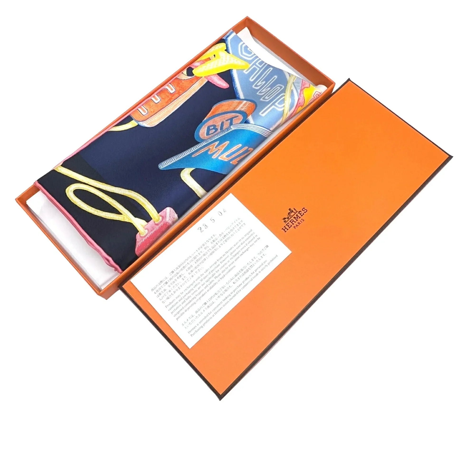 Pre-Owned Hermes  Carre 45 Chevaloscope Neon Pointill 23SS Scarf Mini New Silk Ladies Marine Rose Jaune Horse (Like New)