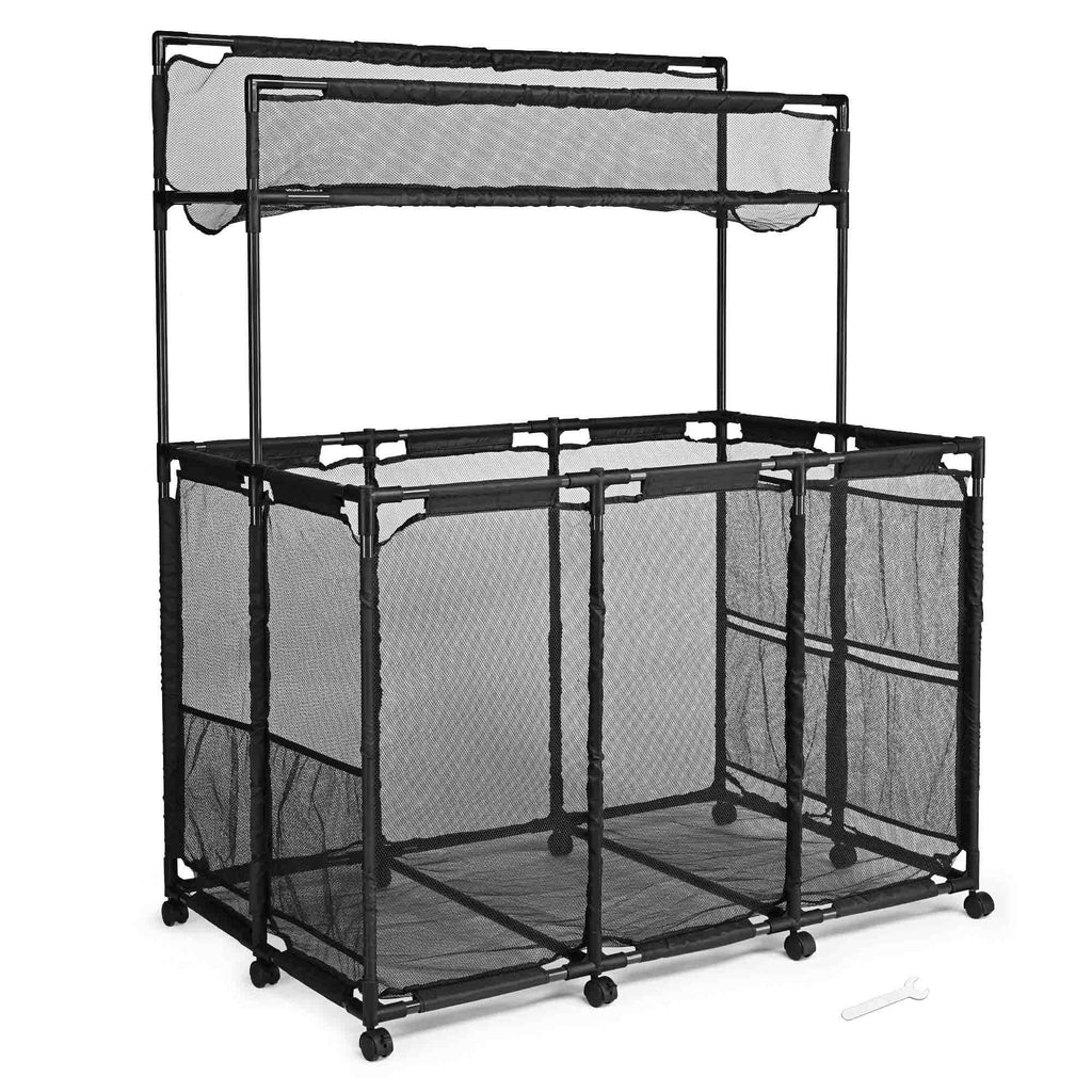 Mesh Pool Storage Bin Cart with 10 Wheels - Blue - Organize Pool Essentials