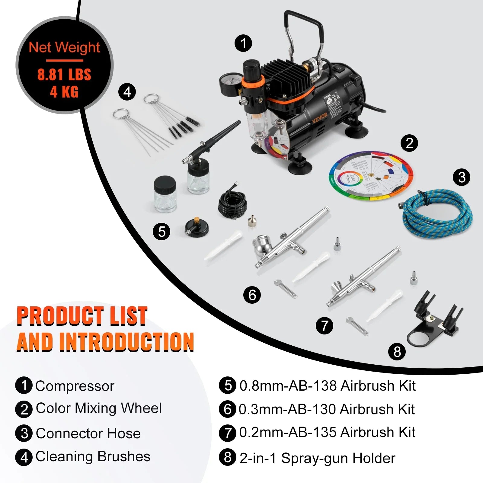Airbrush Kit, Professional Airbrush Set with Compressor, Airbrushing System Kit with Multi-purpose Dual-action Gravity Feed Airbrushes, Art Nail Cookie Tatto