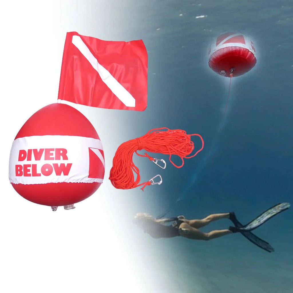 Dive Flag Float Buoy Dive Flag High Visibility Float , Inflatable Floater for Surface ing, Diving, Fishing
