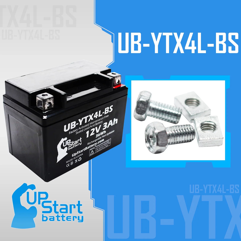 4-Pack UpStart Battery Replacement for 2004 Bombardier (Can-Am) , , Quest 90CC Factory Activated, Maintenance Free,  Battery - 12V, 3Ah, --