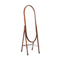 Standing Oval Mirror with Wooden Frame and Storage Shelf