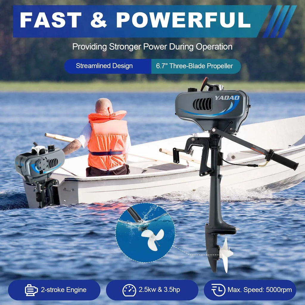  2 Stroke 3.5HP Outboard Motor Fishing Boat Engine / Water Cooling System