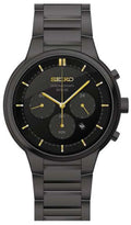 Seiko Men's  Core Chronograph Solar Powered Black Ion-plated Stainless Steel Band Watch