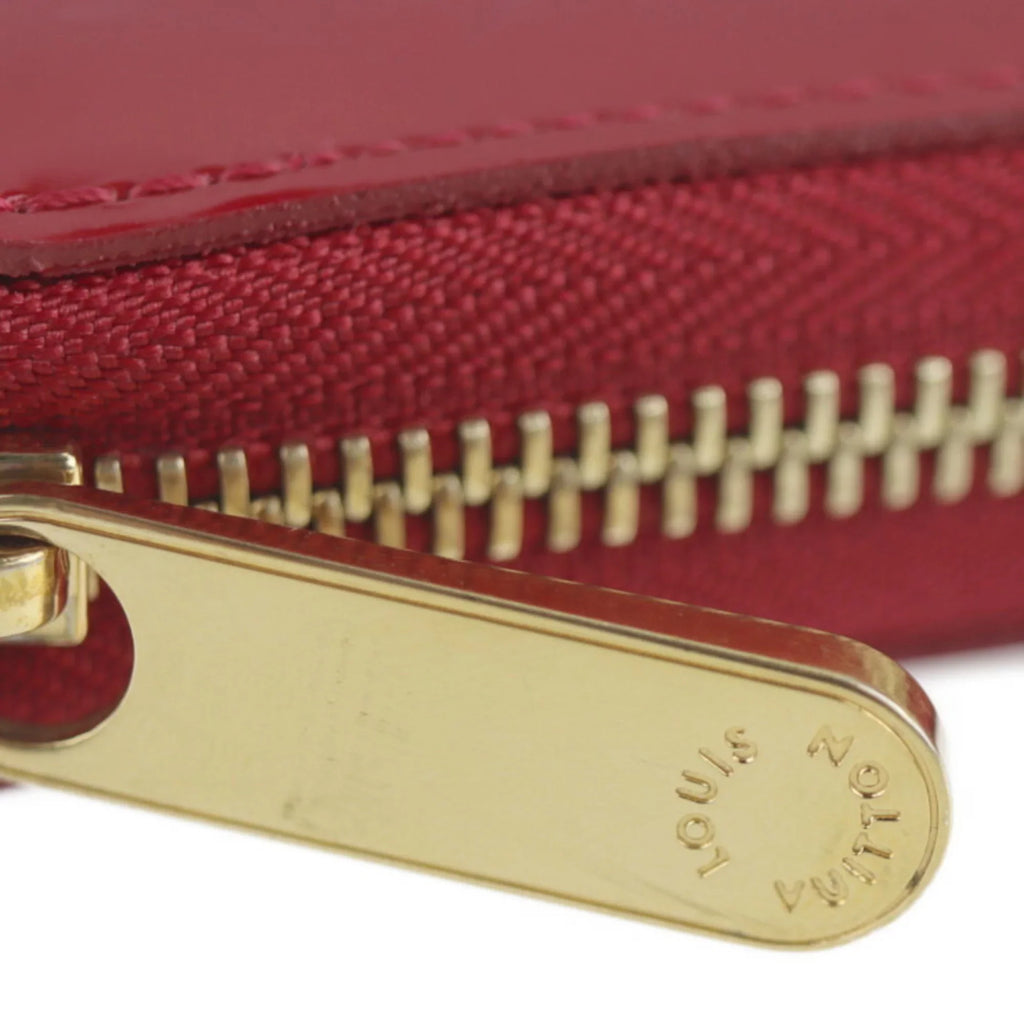 Pre-Owned   Louis Vuitton Zippy Wallet Long  Monogram Vernis Surise Red Round Zipper Zip Gold Metal Fittings (Good)