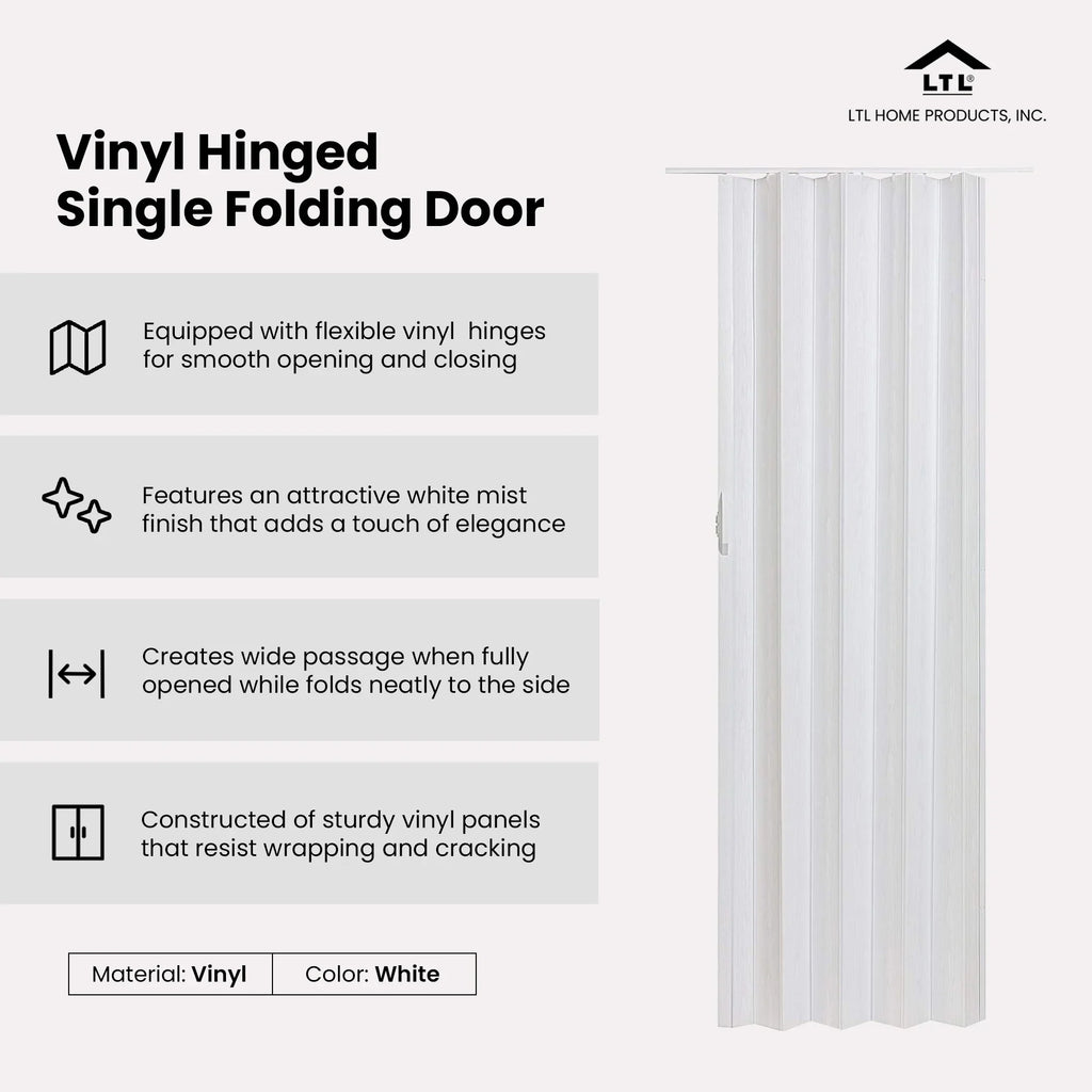 Home Products Via 36" x 80" Vinyl Hinged Single Folding Door, White