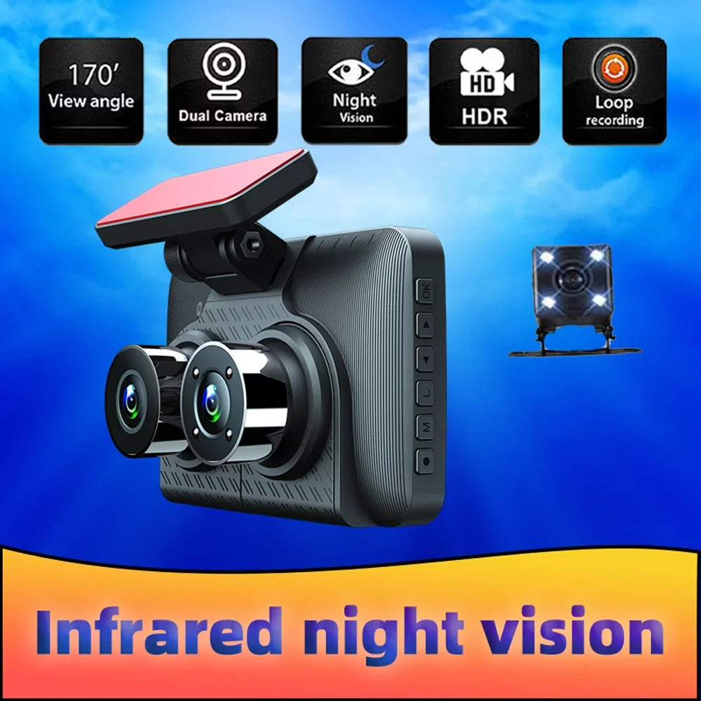Spirastell Dash Cam,Wide Car Camera 3 Cameras Dash Car Camera Auto Car Rearview Mirror Video Wide Car Safety 4in Clear Car Dash Cam