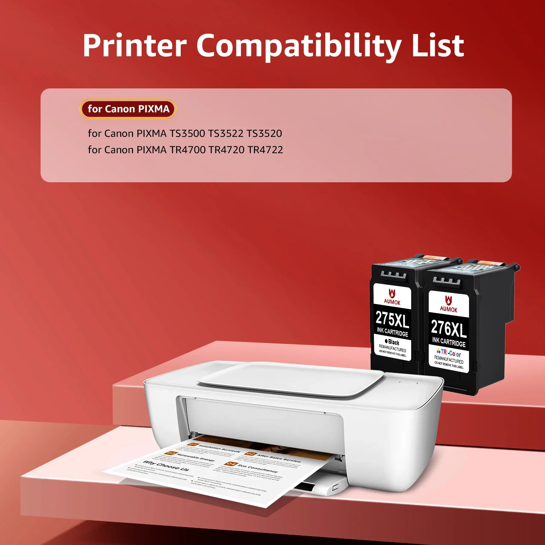 275XL 276XL Ink Cartridge Replacement for Canon -275 -276 275 276 Combo  Compatible with Canon        Printer(1 Black, 1 Color)