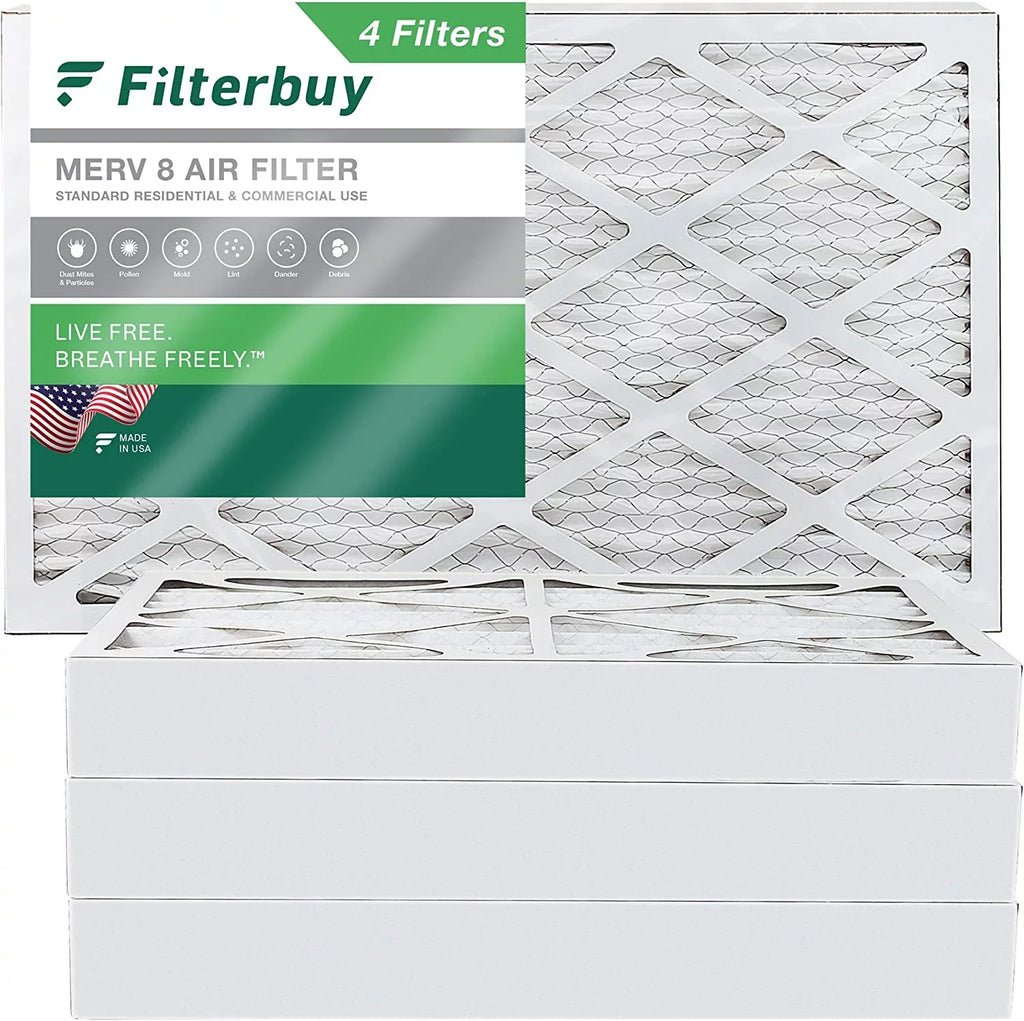 Filterbuy 8x20x4  8 Pleated   Furnace Air Filters (4-Pack)