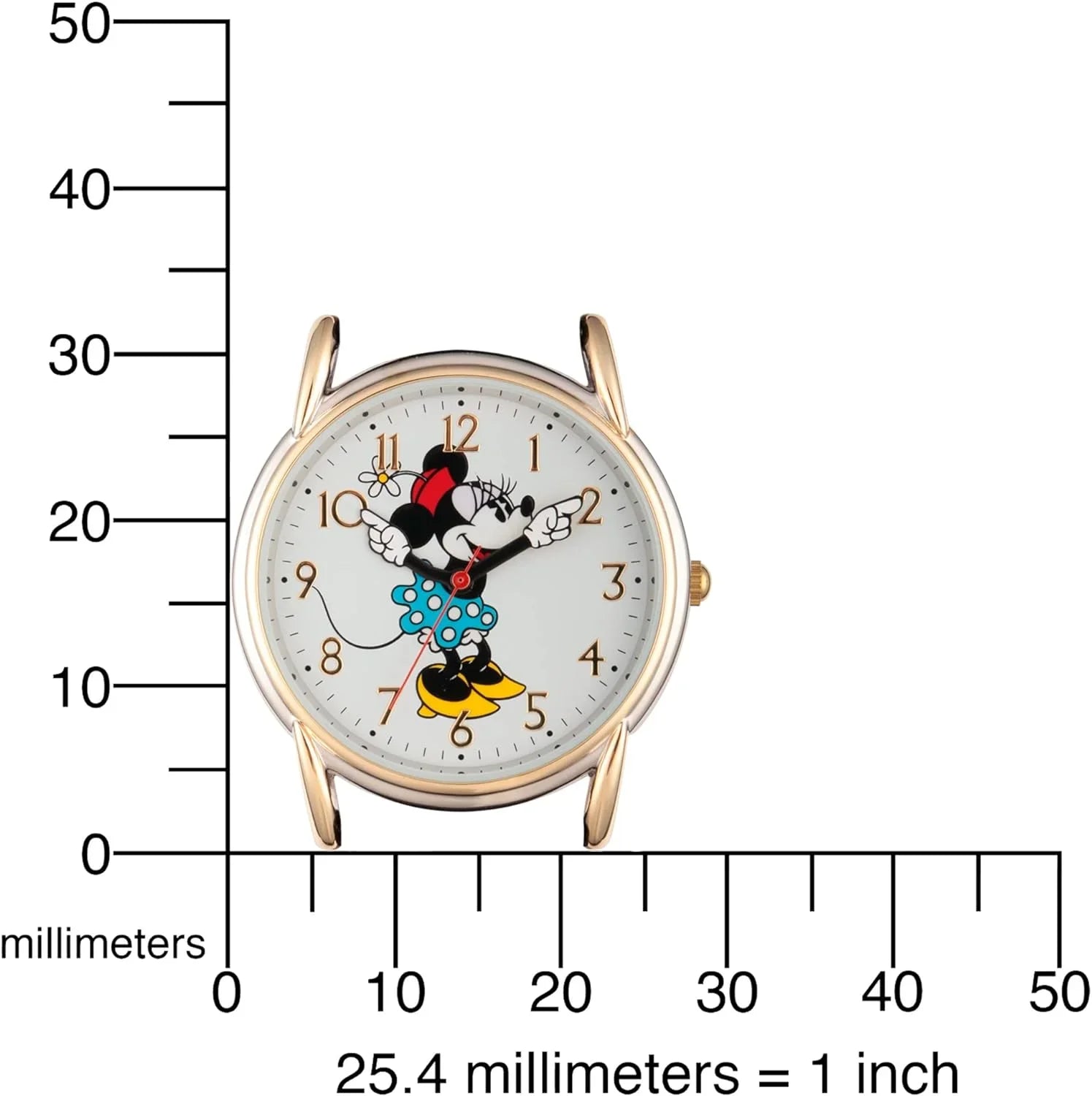 Disney Minnie Mouse Women's Two Tone Cardiff Alloy Watch, Brown Leather Strap,