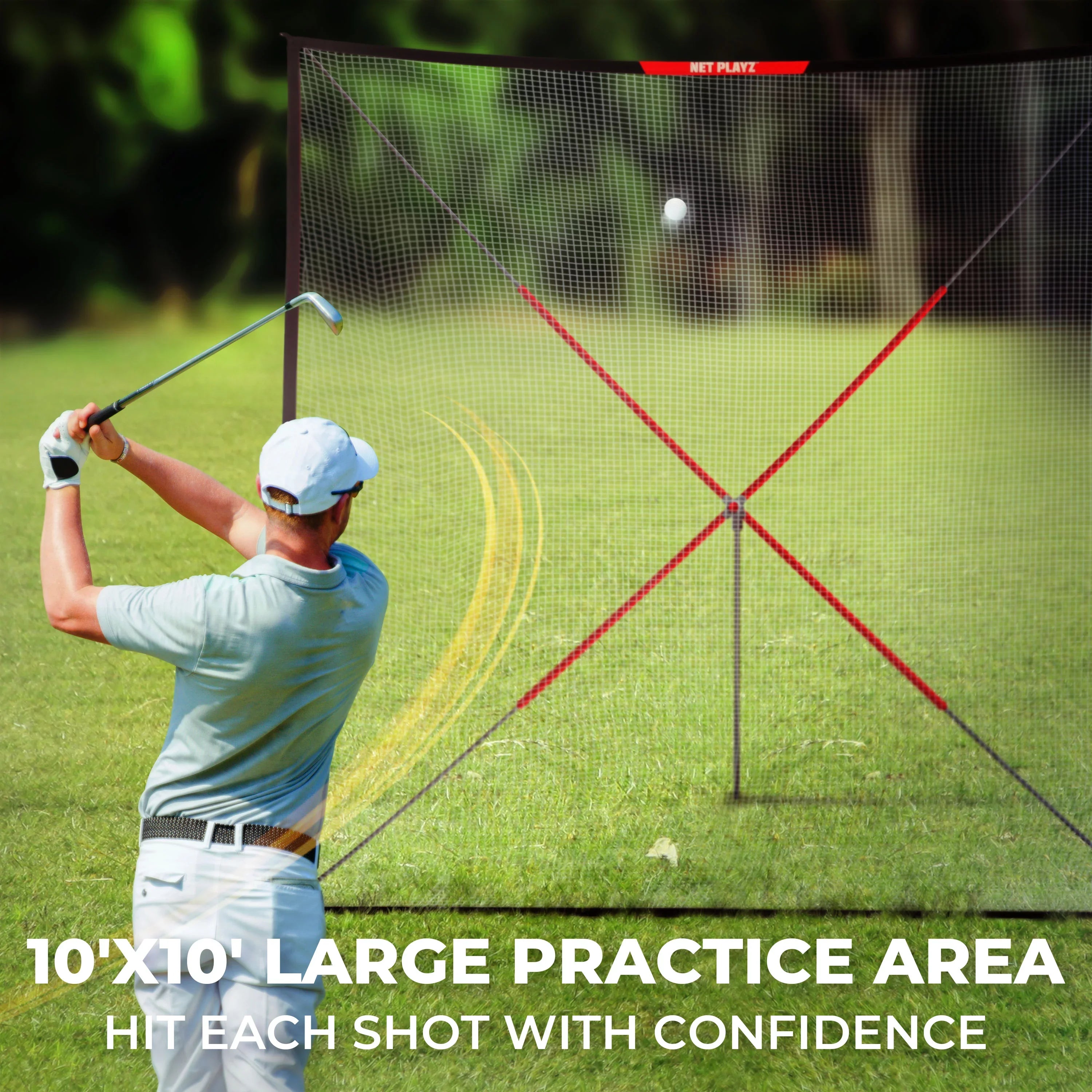 Golf Practice Net Hitting Net 10ft - Home Driving Range, Swing Training Aids, Big Size Auto Ball Return, Portable, Black