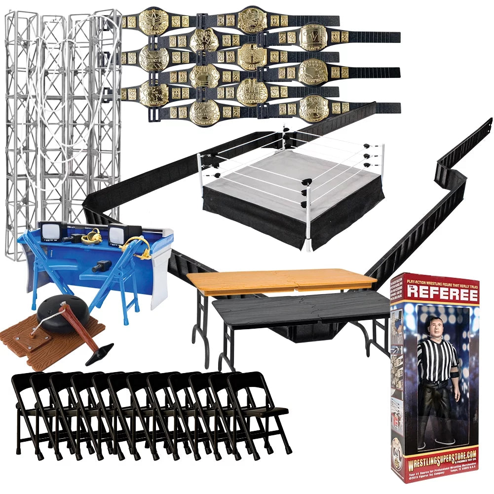 Super Deluxe Wrestling Action Figure Ring & Accessories Special Deal For  Wrestling Figures