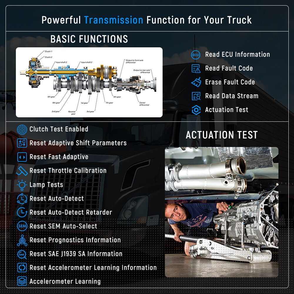 Heavy Duty Truck Scanner Scan Tool  Transmission All System Diesel All System  Scanner Code Reader Heavy fit for Freightliner Volvo Mack