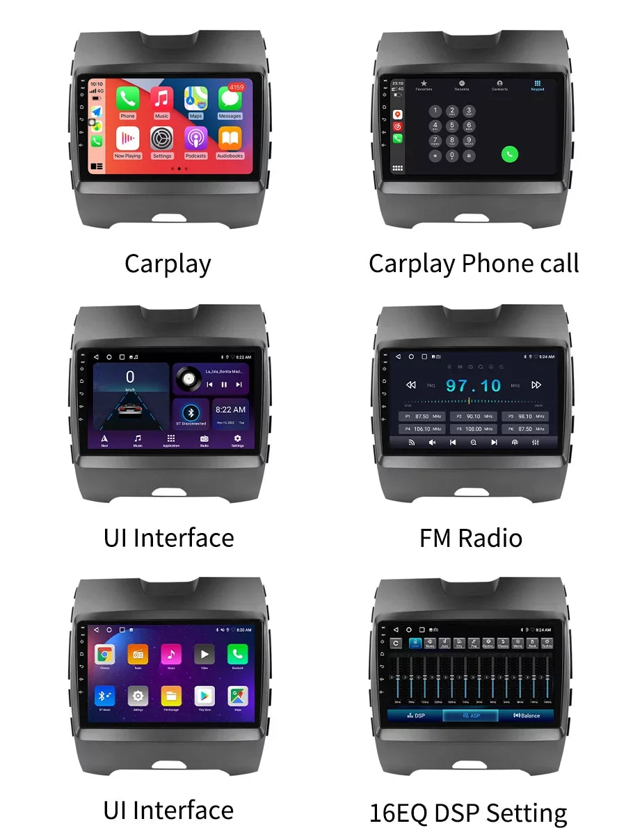 Bluetoth Car Stereo Radio For Ford Edge 2 2015 - 2018 Android Screen Multimedia With Android Auto Carplay  Navigation