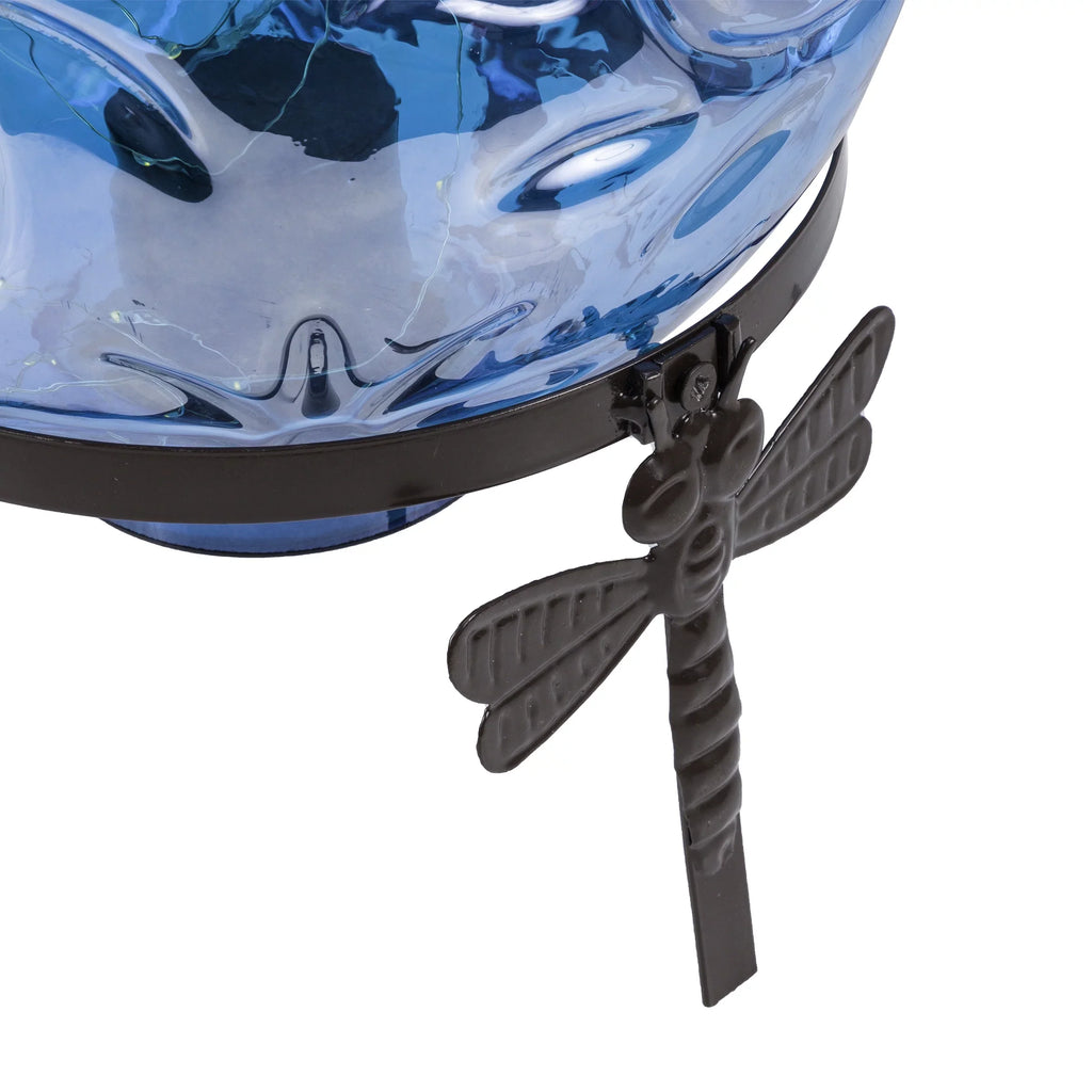 Alpine Corporation 10"  x 10"  x 13"  Embossed Glass Light-up Gazing Globe, Blue