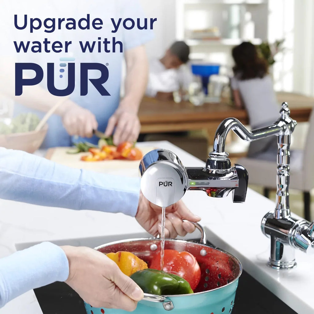 Faucet Mount Water Filtration System, Horizontal, Chrome,
