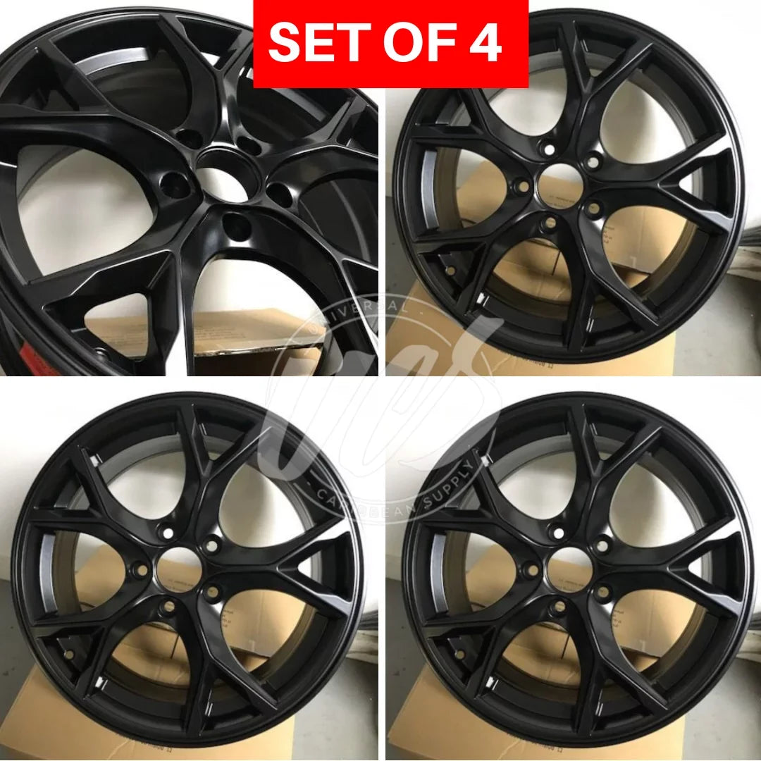 17 inch x 7.5 Alloy Wheels Rims Compatible with Honda Civic 5 lug Satin Black +42 offset Set of 4