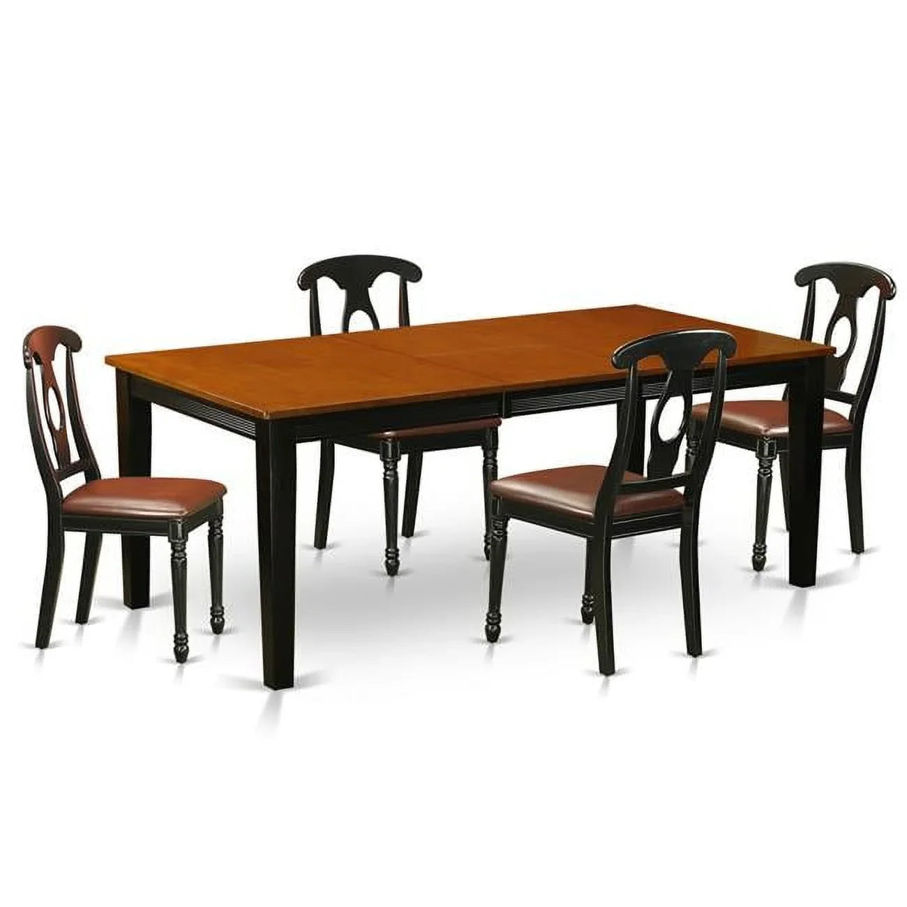 East West Furniture -- Dining Set - Table with 4 Solid Chairs, Black & Cherry - 5 Piece
