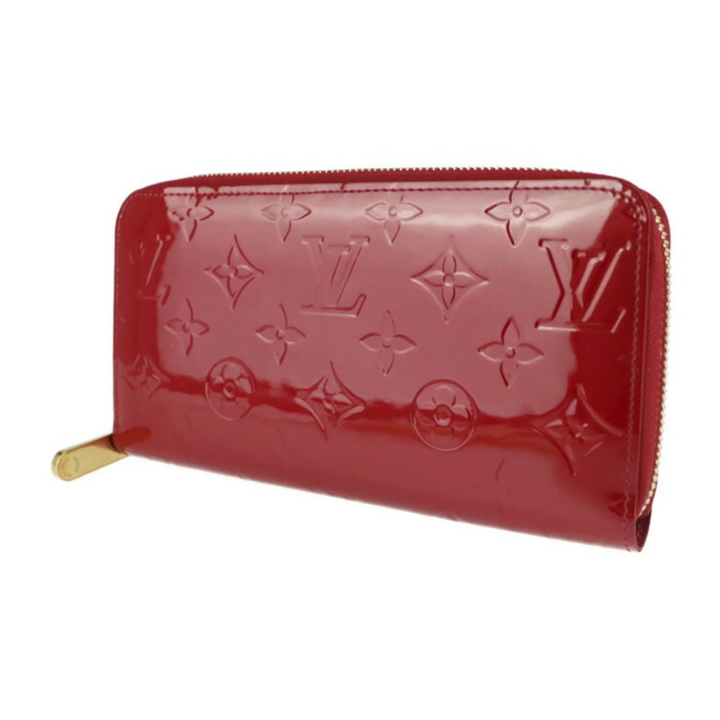 Pre-Owned   Louis Vuitton Zippy Wallet Long  Monogram Vernis Surise Red Round Zipper Zip Gold Metal Fittings (Good)