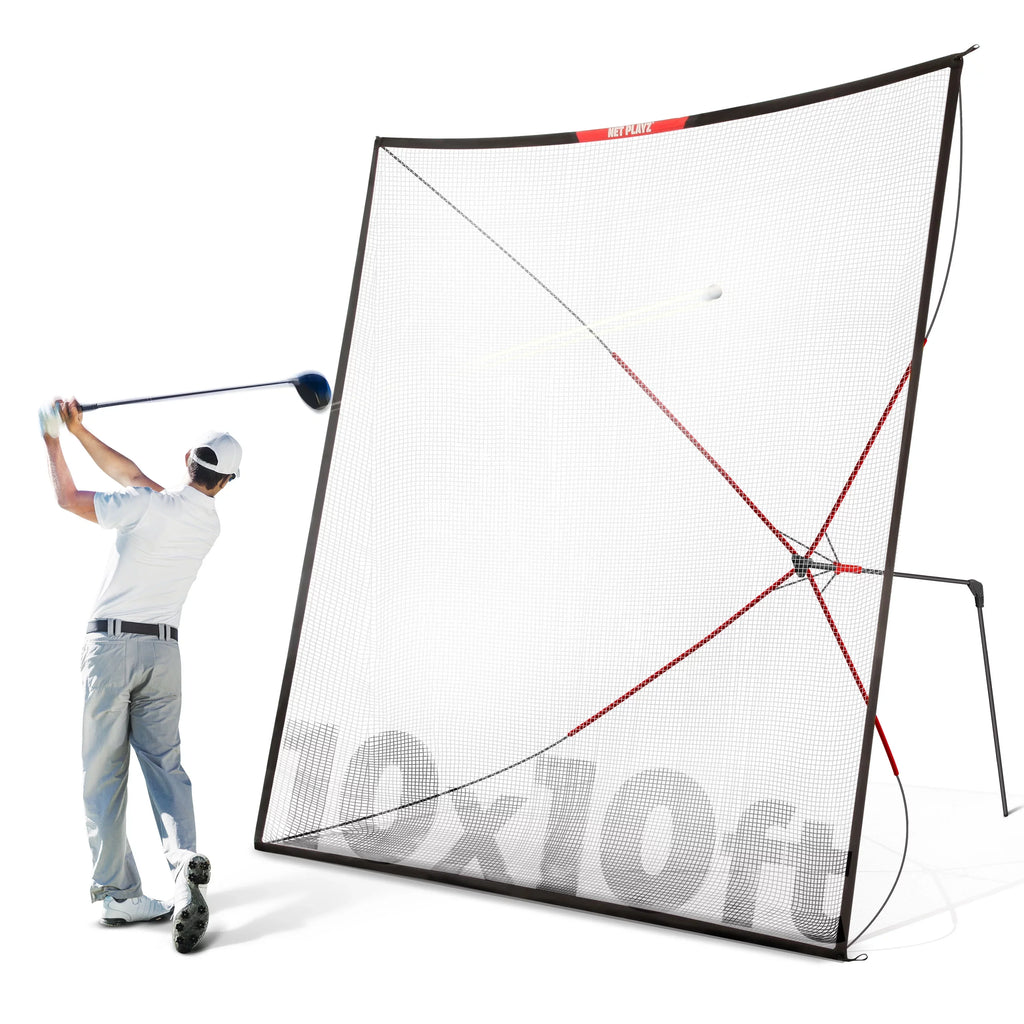 Golf Practice Net Hitting Net 10ft - Home Driving Range, Swing Training Aids, Big Size Auto Ball Return, Portable, Black