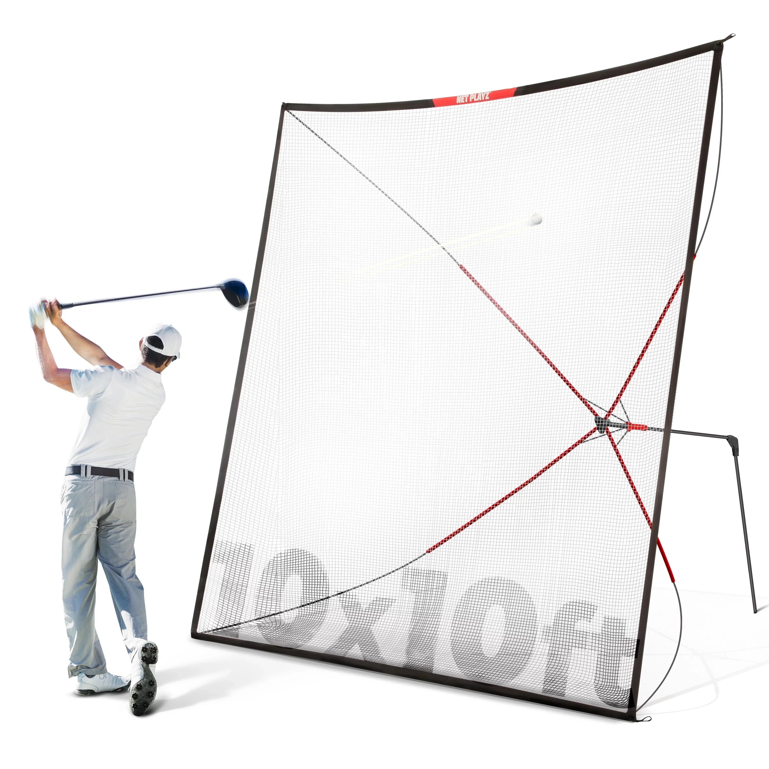 Golf Practice Net Hitting Net 10ft - Home Driving Range, Swing Training Aids, Big Size Auto Ball Return, Portable, Black