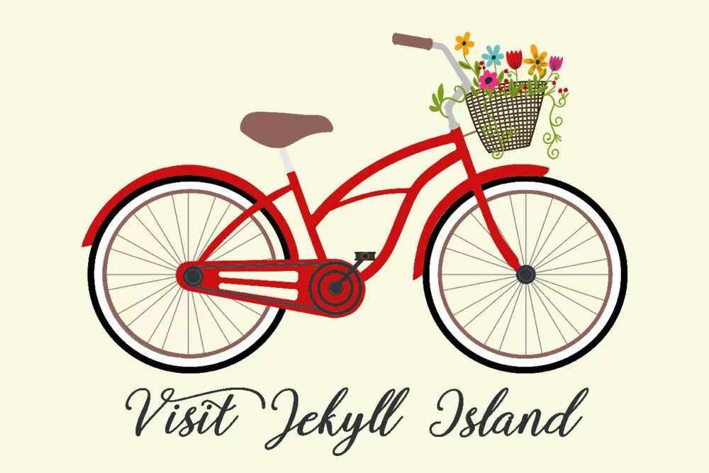 Visit Jekyll Island, Georgia, Beach Cruiser and Basket (19x27 inches, Premium 500 Piece Jigsaw Puzzle for Adults and Family, Made in )