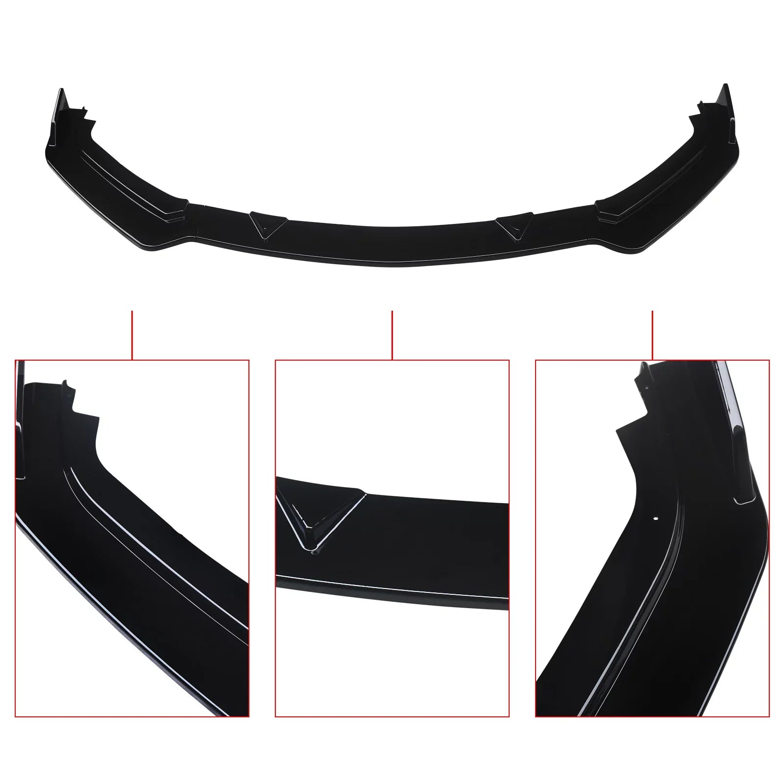 Front Bumper Lip for 2017-2023 Infiniti  Gloss Black 3PCS