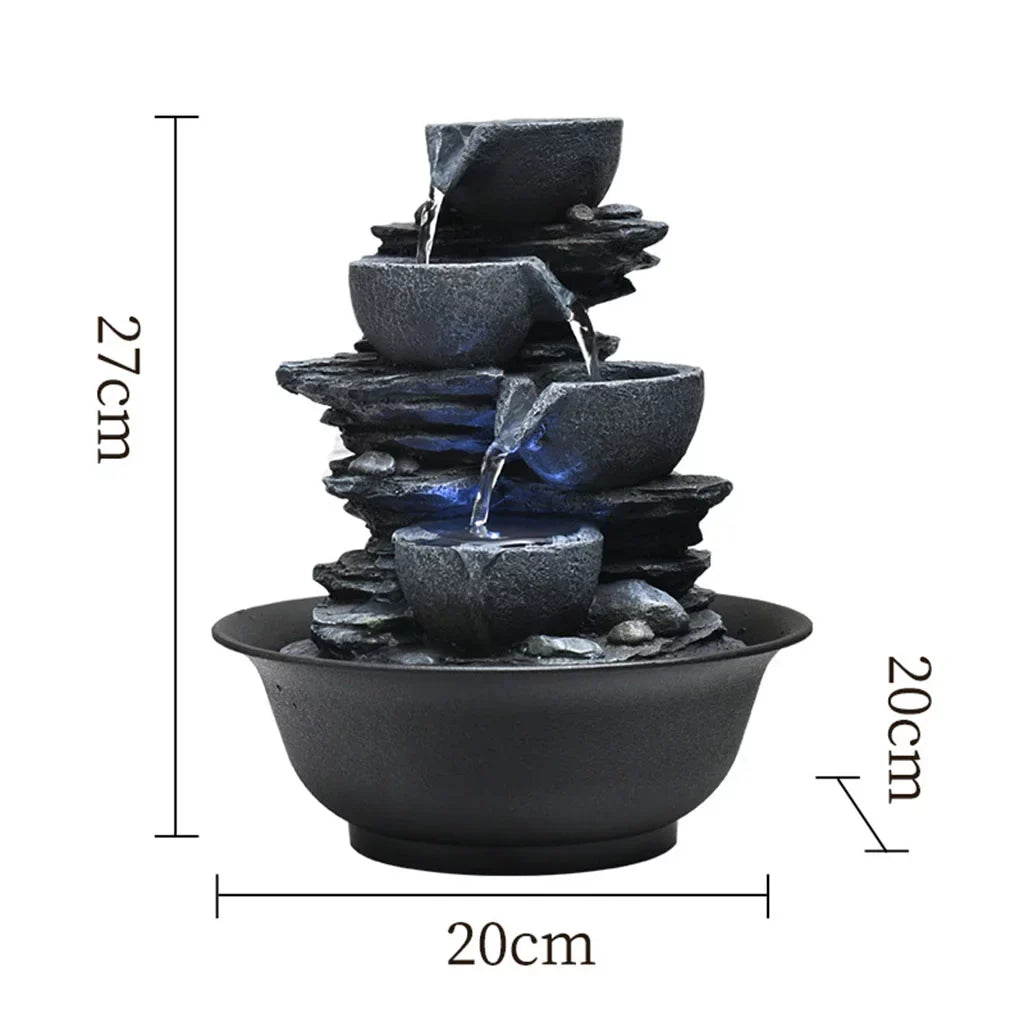 Tabletop Water Fountain with s Feng Shui Outdoor Waterfall Landscape Home Bedroom ,