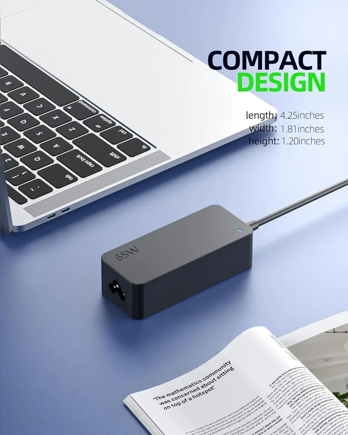 65W 45W - Fast Charger for  Elitebook, Probook, Spectre x360, Envy x360, Chromebook 14, Elite x2 Laptop - (Safety