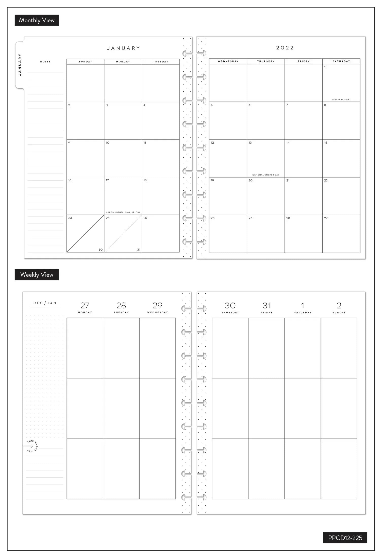The Happy Planner, Classic 12 Month Planner, Colorful Florals, 2022, 8.75" x 1.37" x 9.75"