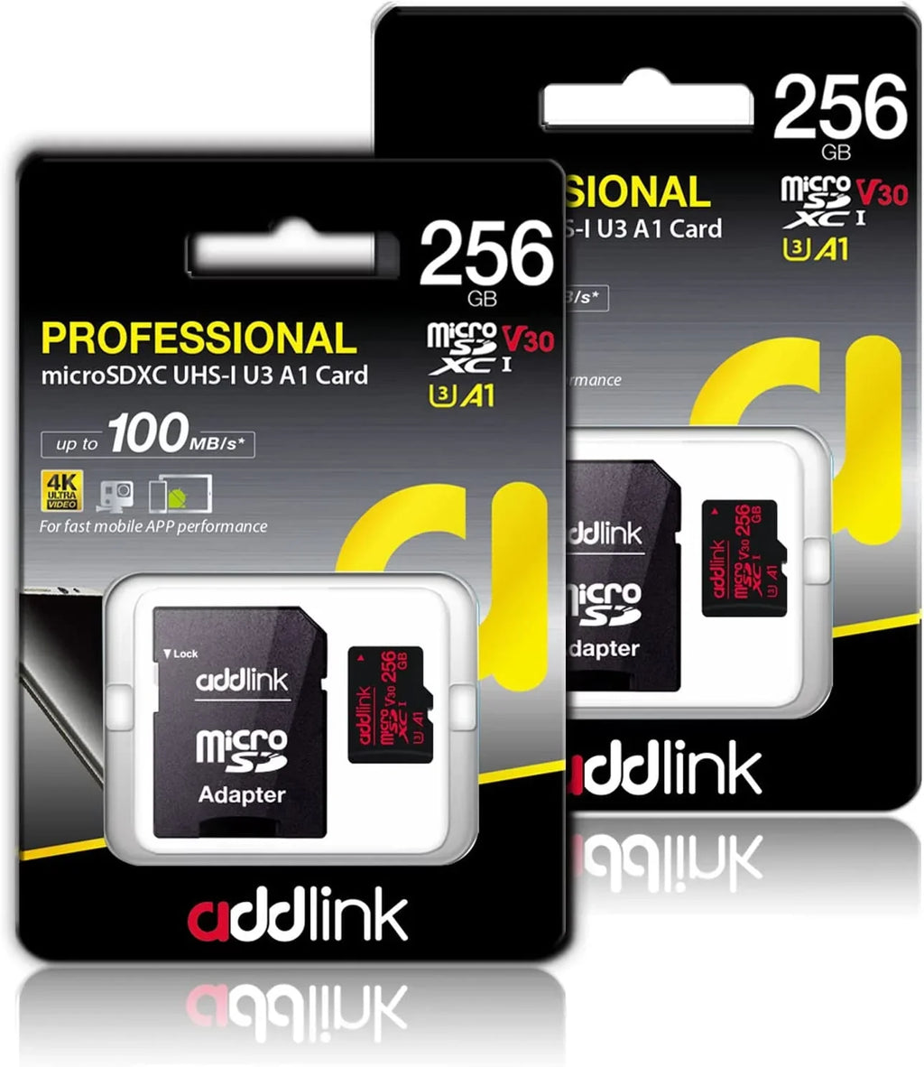 addlink roSDXC 256GB 2-Pack + Adapter -1  , Compatible for Android Smartphones, Camera, Dash Cam Tablets, Go