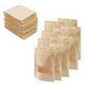 200 Pcs Kraft Bags with Windows, 7 x 10 Inch Resealable Kraft Stand Up Pouches for Food, Bean, Nut