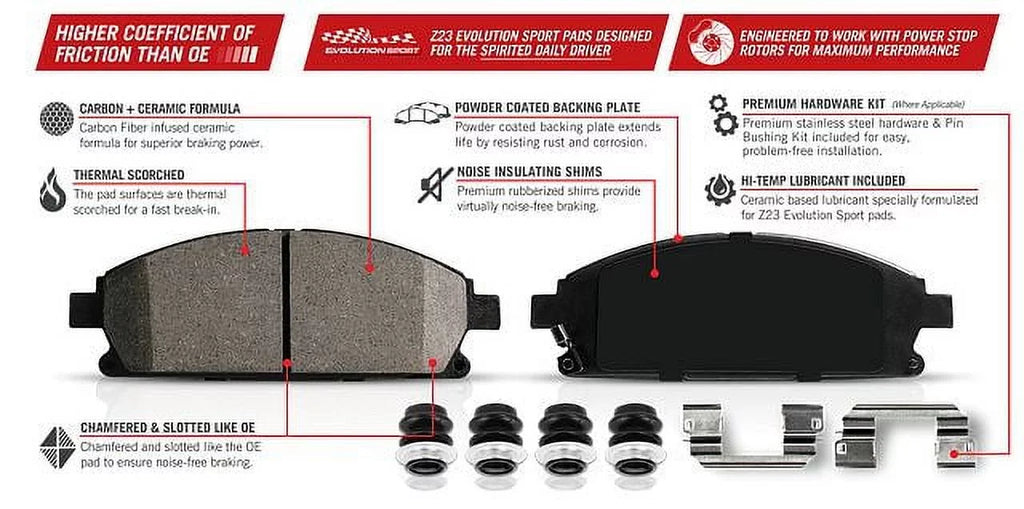 Power Stop Rear  Evolution Carbon-Fiber Ceramic Brake Pads -1473 Fits 2019