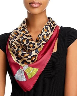 $65 Echo Printed Silk Square Scarf Red Size One Size