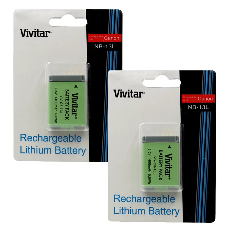 Two Vivitar Rechargeable Replacement Battery Canon  13L for Canon PowerShot   Digital Camera