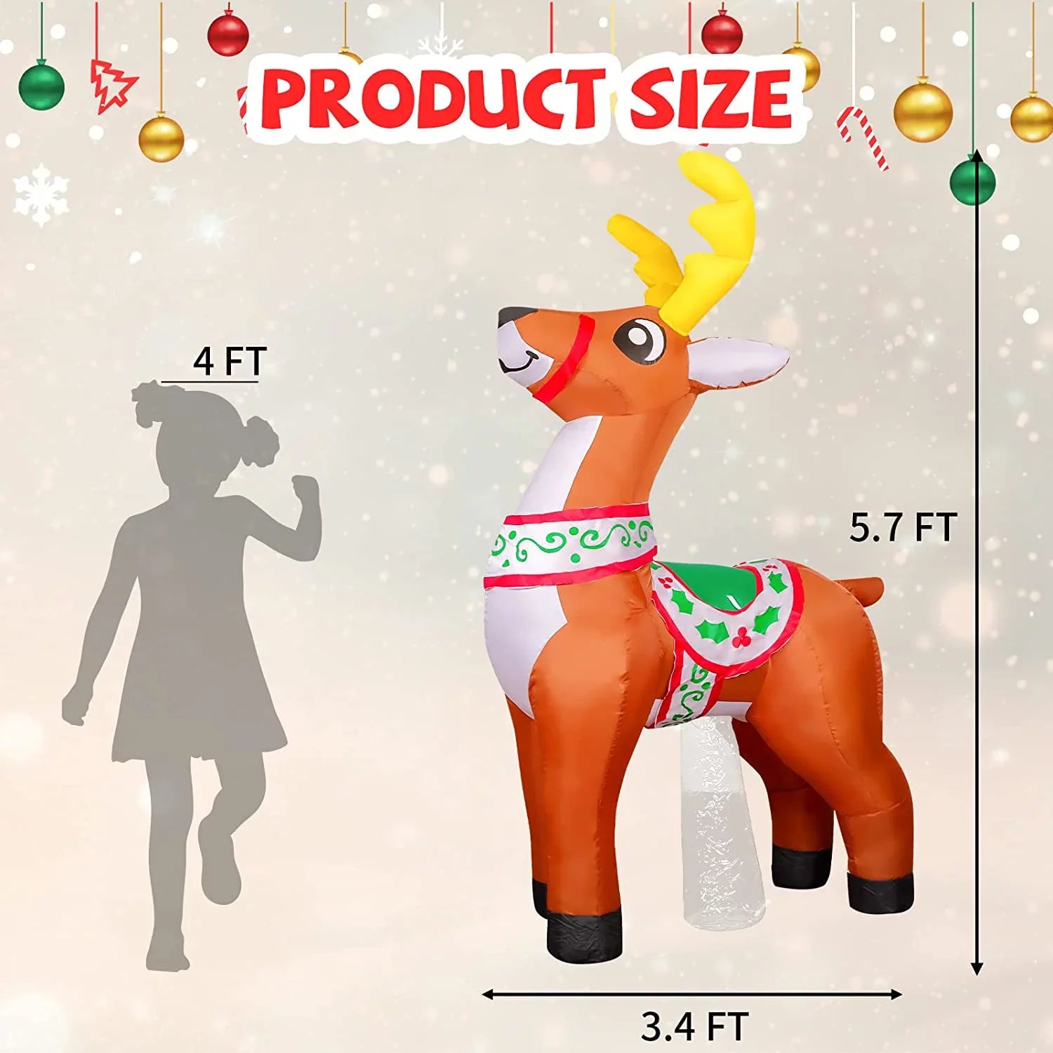 Christmas Inflatables 5.7  Reindeer Christmas Inflatable, Reindeer Inflatables Outdoor Decorations Reindeer Blow Up with  Lights, Christmas Inflatable Decorations Clearance for Xmas/Holiday