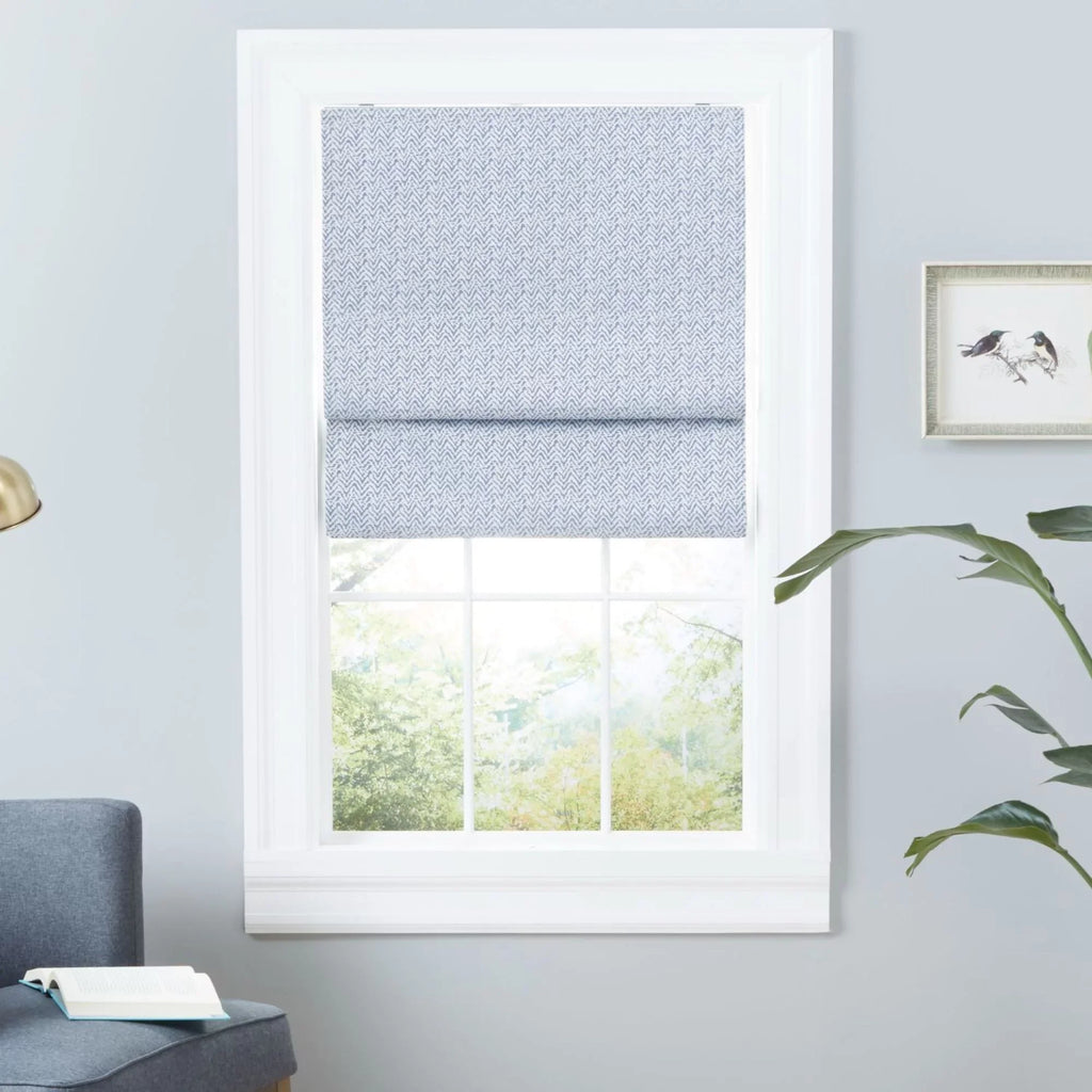 Exclusive Home Esme Total Blackout Roman Shade, 34"x64", Slate Blue