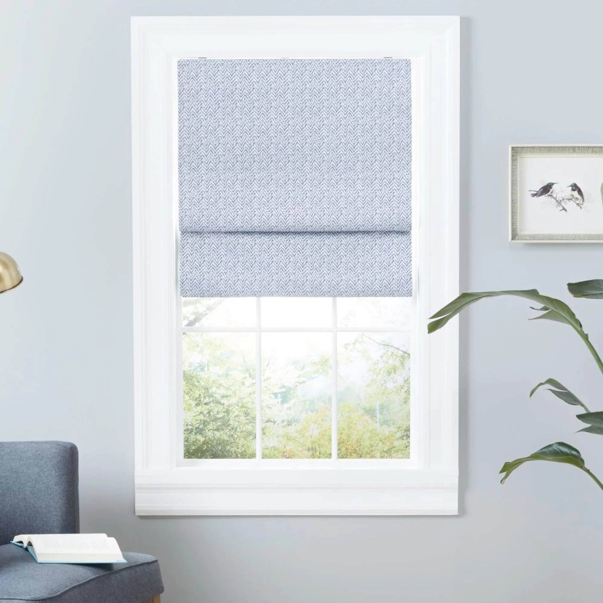 Exclusive Home Esme Total Blackout Roman Shade, 34"x64", Slate Blue