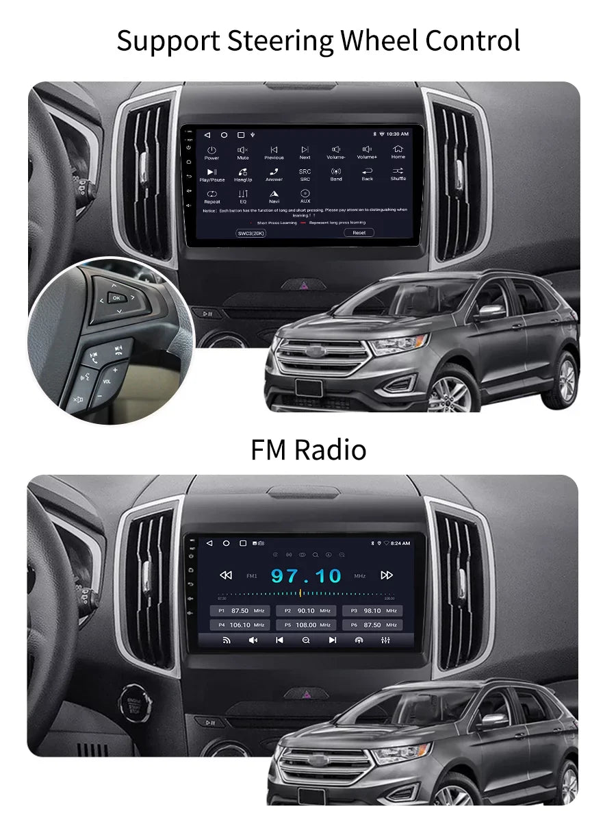 Bluetoth Car Stereo Radio For Ford Edge 2 2015 - 2018 Android Screen Multimedia With Android Auto Carplay  Navigation